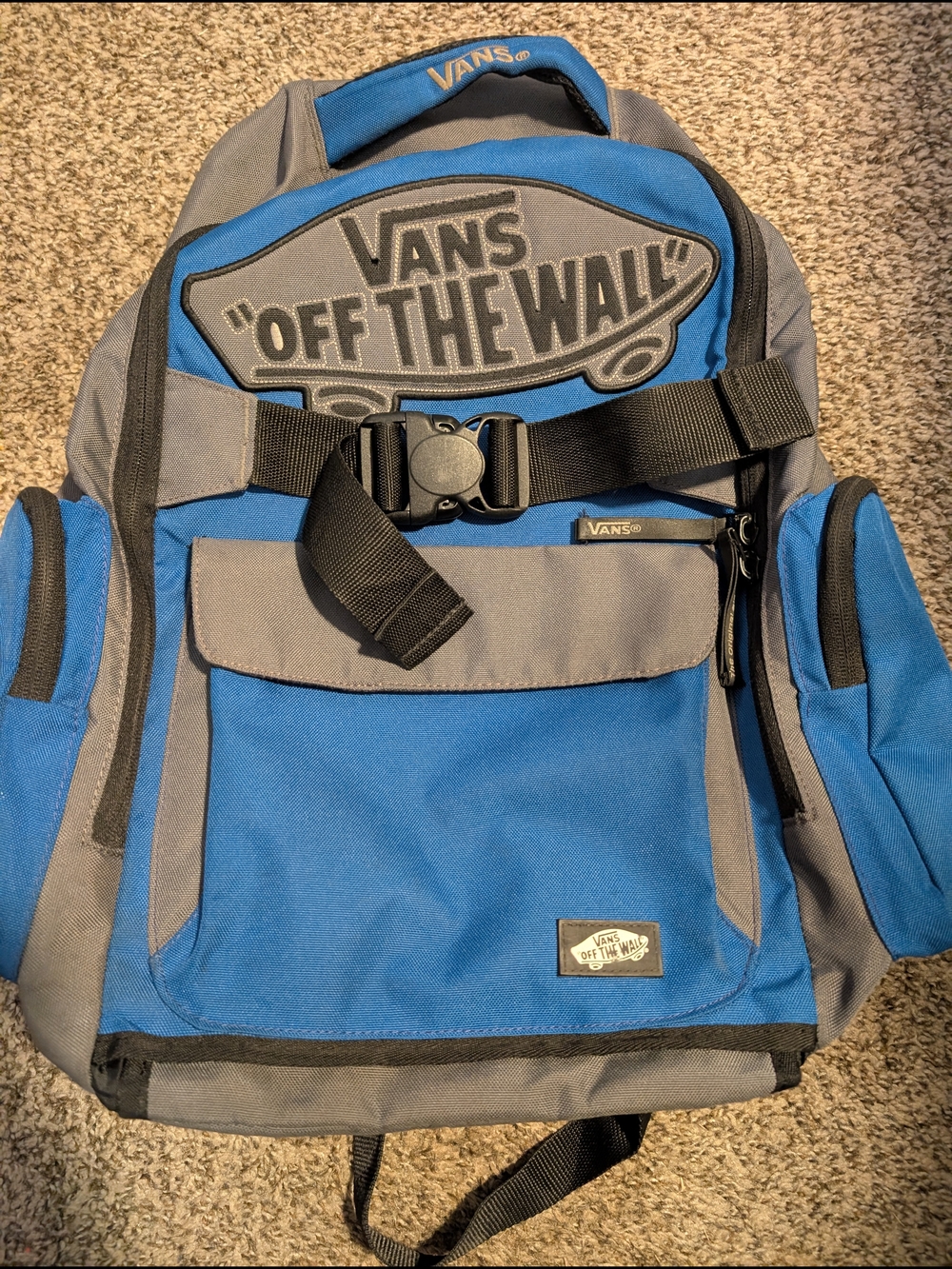Vans Blue and Gray 'Off The Wall' Logo Backpack